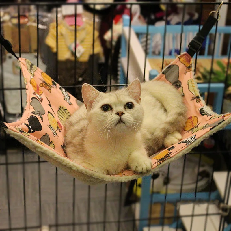 

New cat hammock autumn and winter pet supplies cat mat plus velvet cat iron cage hammock hook cat litter cat bed hamster cage ha