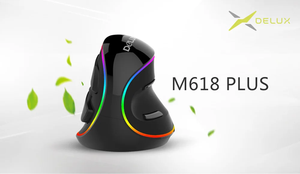 Delux M618 Plus, проводная, эргономичная, вертикальная мышь, беспроводная, 6 кнопок, RGB, игровая мышь, геймер, 4000 dpi, Оптические Компьютерные Мыши для ПК