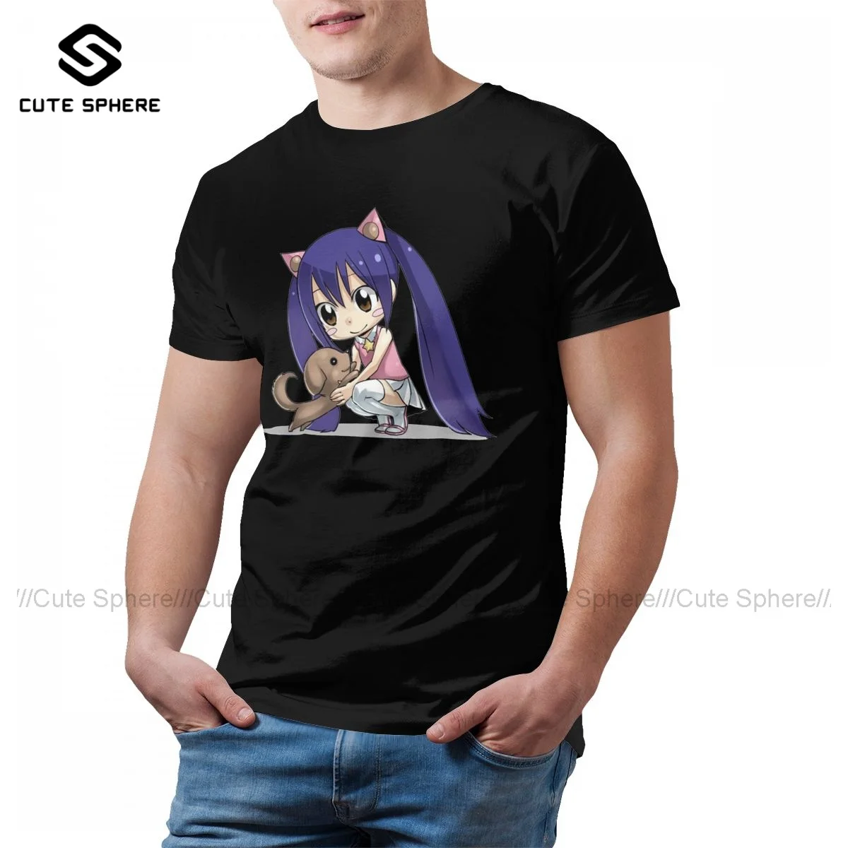 

Fairy Tail Tee Shirt Cute Short-Sleeve 100 Cotton T Shirt Basic Printed Tshirt Plus size Male