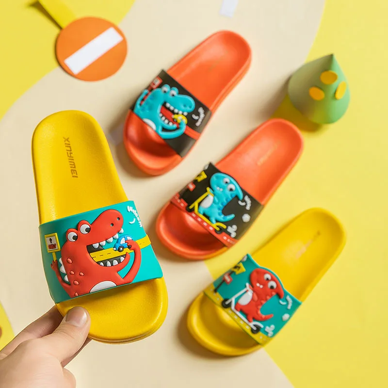 

Toddler Children's Boys Girls Cute Beach Sandals Slippers Flip Shoes Infant Cartoon Print Flat Heels Shoes Summer Kids Slippers