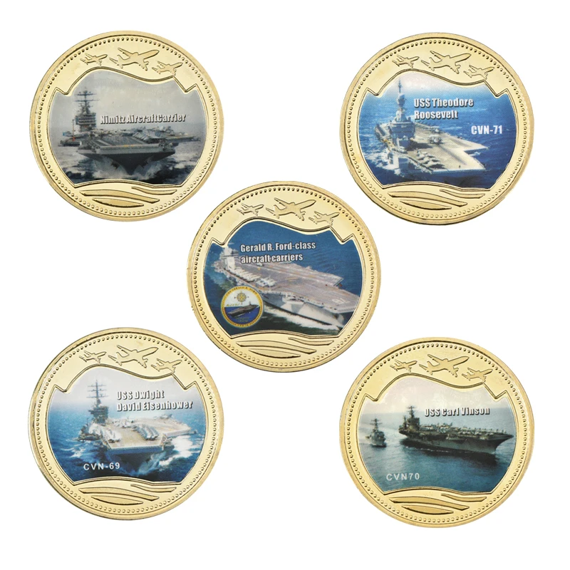 WR военный авианосец позолоченные Коллекционные монеты с монетной коробкой - Фото №1
