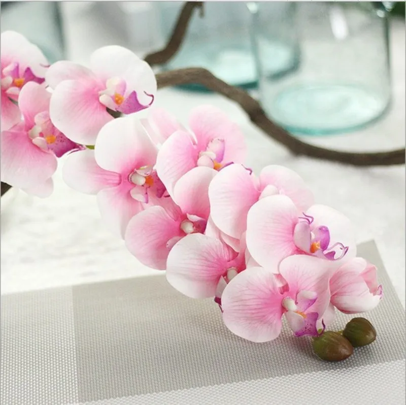 

11 Phalaenopsis Artificial Flowers with Hand Feeling And European Home Decoration Plants Wedding decoration Photo props