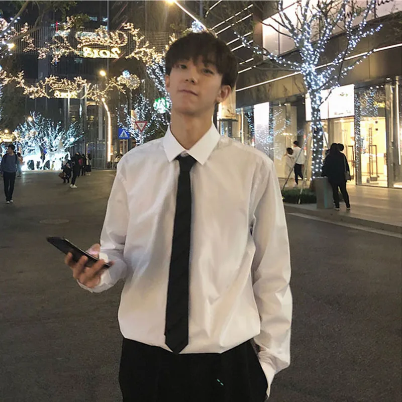 Новая белая рубашка мужской костюм в стиле колледжа одежда с длинными рукавами