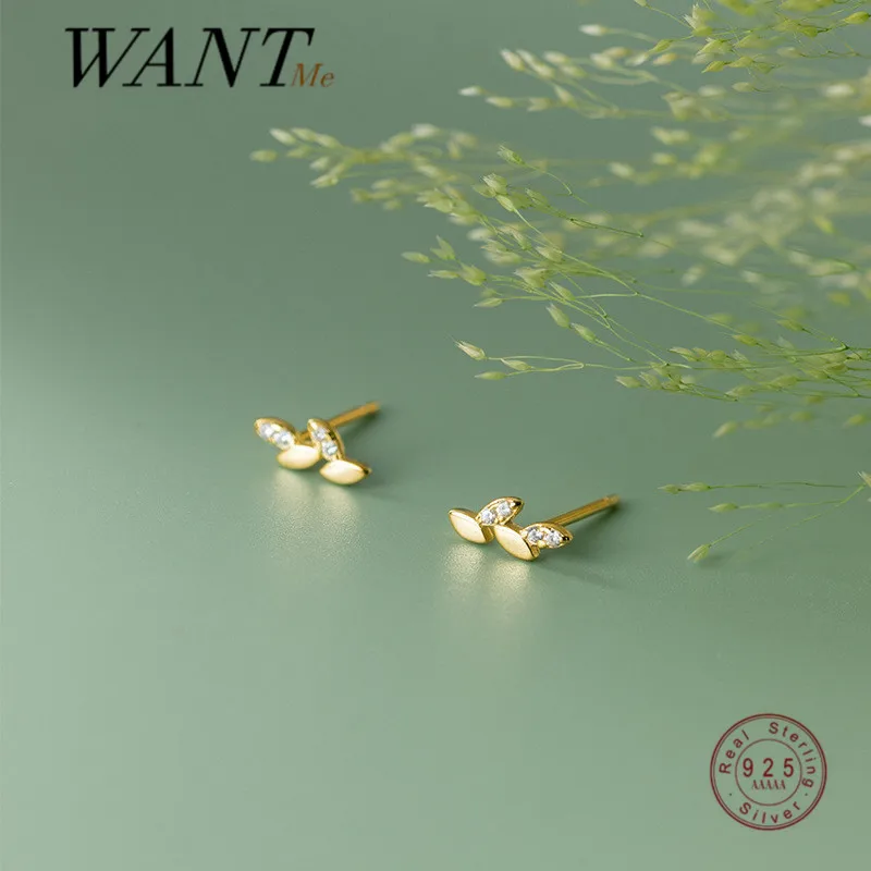 

Женские маленькие серьги-гвоздики WANTME, серебро 925 пробы, с цирконом, 18 К
