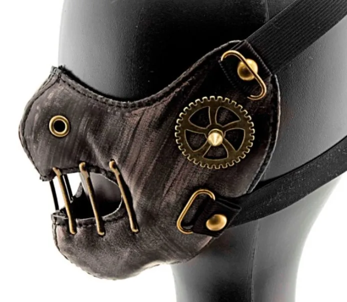 2020 New Steam Punk Gear Masks Gothic Accessory Night Club Mask Performance Hip Pop Brown Gearwheel Rivet | Тематическая одежда и