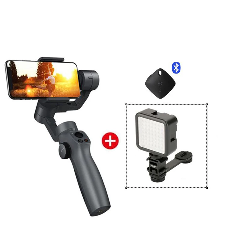 With PT-3 LED light Захват funsnap 2 трехосевой телефон ручка шарнирный стабилизатор для камеры Gopro для Andriod IOS смартфона Gopro 5/6/7 DJI Osmo экшн-камер - Цвет: With PT-3 LED light