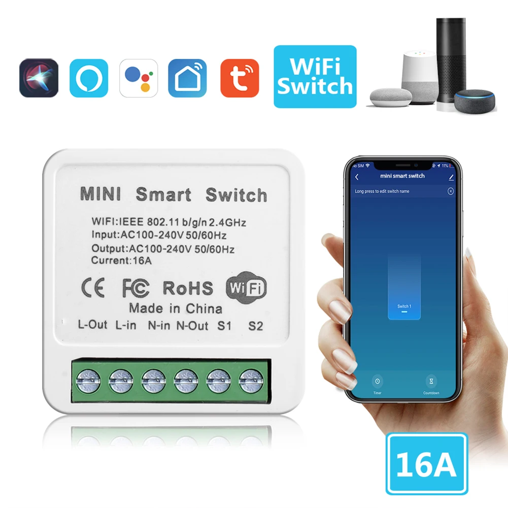 

Смарт-модуль переключателя 16 А с поддержкой Wi-Fi