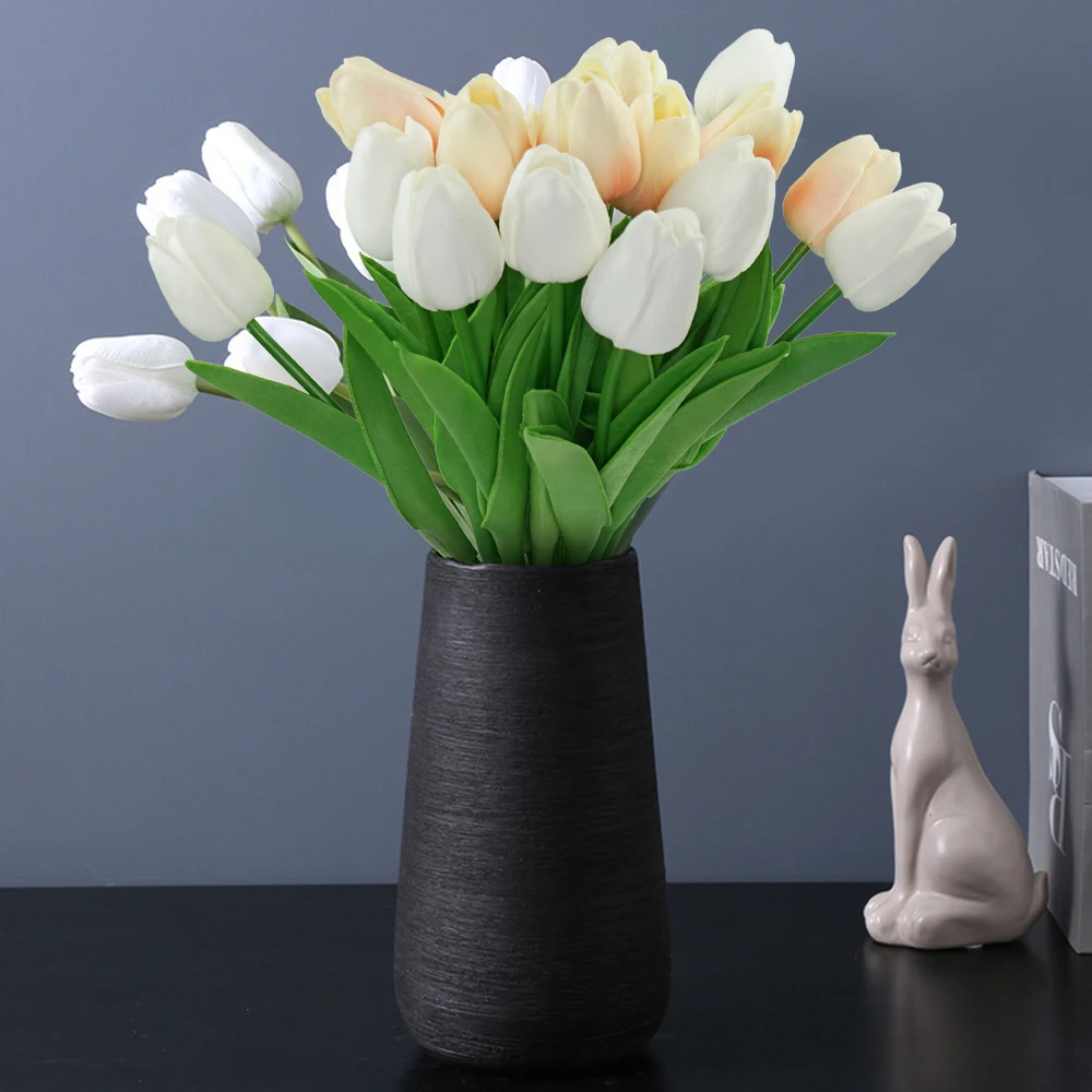 

Tulip Artificial Bouquet PU Living Room Bedroom Home Decoration Wedding Supplies Garden Ornament 10Pcs Real Touch Flower Fake