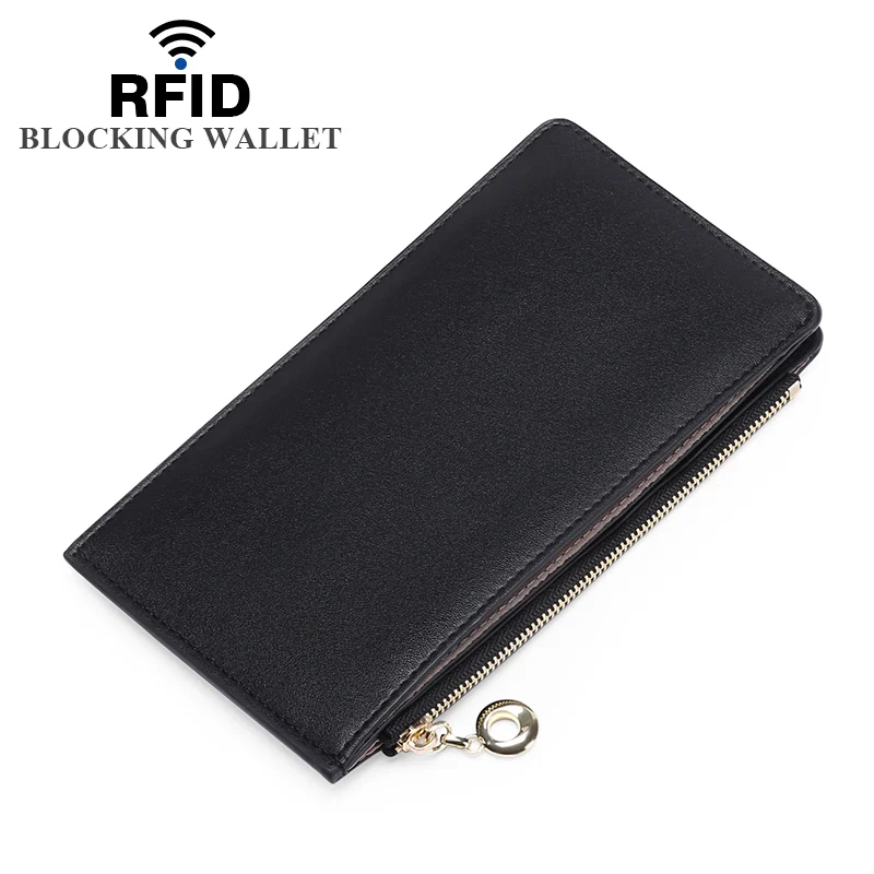 Вместительный женский кожаный кошелек с RFID-защитой для хранения нескольких карт