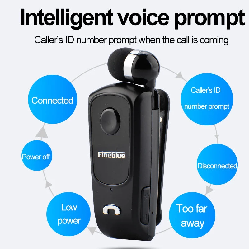 

Fineblue F920 Bluetooth Earphone Wireless Mini Sports Clip Headset Noise Canceling Reduction Ear Phones Hifi Mic Black F980 F990