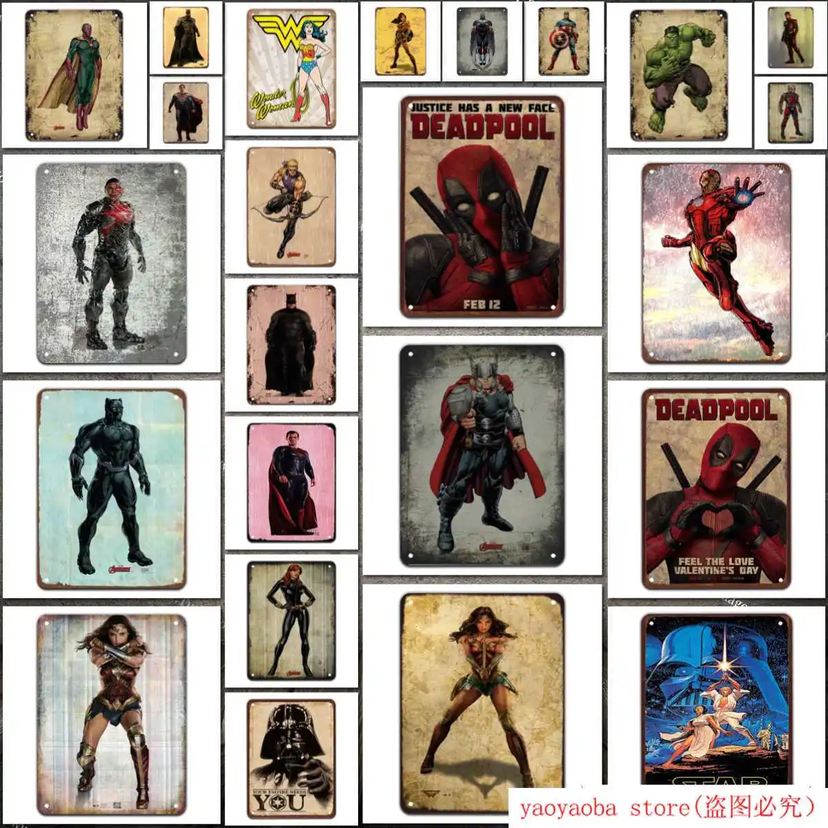 Металлическая винтажная Жестяная Табличка в виде супергероя булавка потертый