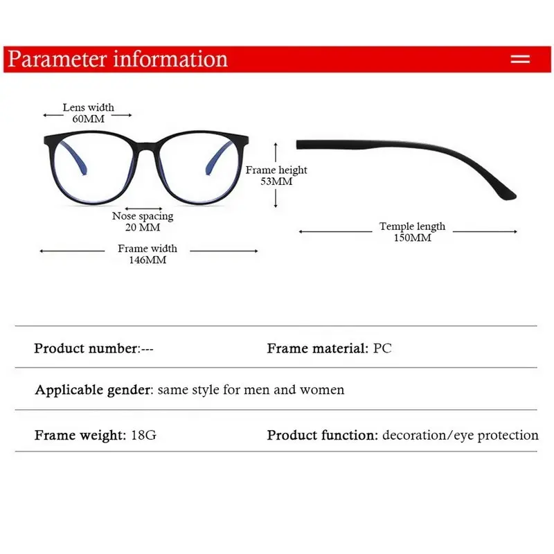 

Transparent Computer Glasses Frame Women Men Anti Blue Light Round Eyewear Blocking Glasses Optical Spectacle Eyeglass 2021