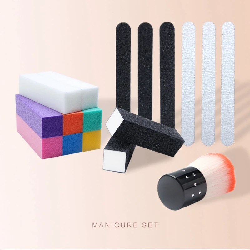 17 шт./компл. пилки для дизайна ногтей щетка очистки пыли буферная губка блок