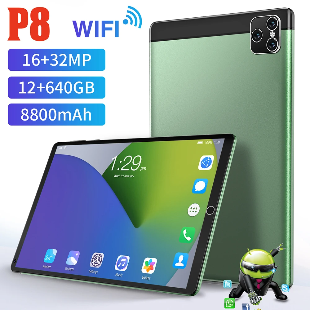 8 Inch Global Version Tablet P80 Pad Pro 12GB RAM 640GB ROM Tablete 10 Core Android 10. Dual Sim GPS Google Play Type-C Tablet
