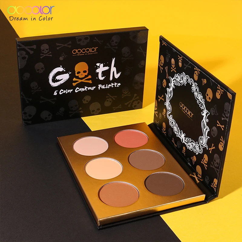 Палитра косметических хайлайтеров Docolor 6 цветов бронзовая пудра яркая Палетка