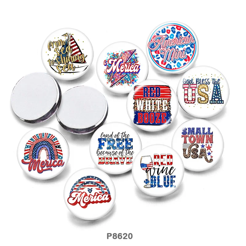 

USA words 12mm/18mm/20mm/25mm/30mm Round Glass Cabochon Flat Back Making Findings P8620