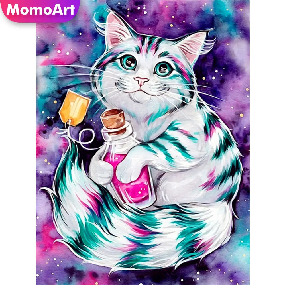

Momoart DIY Diamond Embroidery Cat Cartoon Cross Stitch Diamond Painting Animal 5D New Arrival Rhinestone Picture Decor For Home