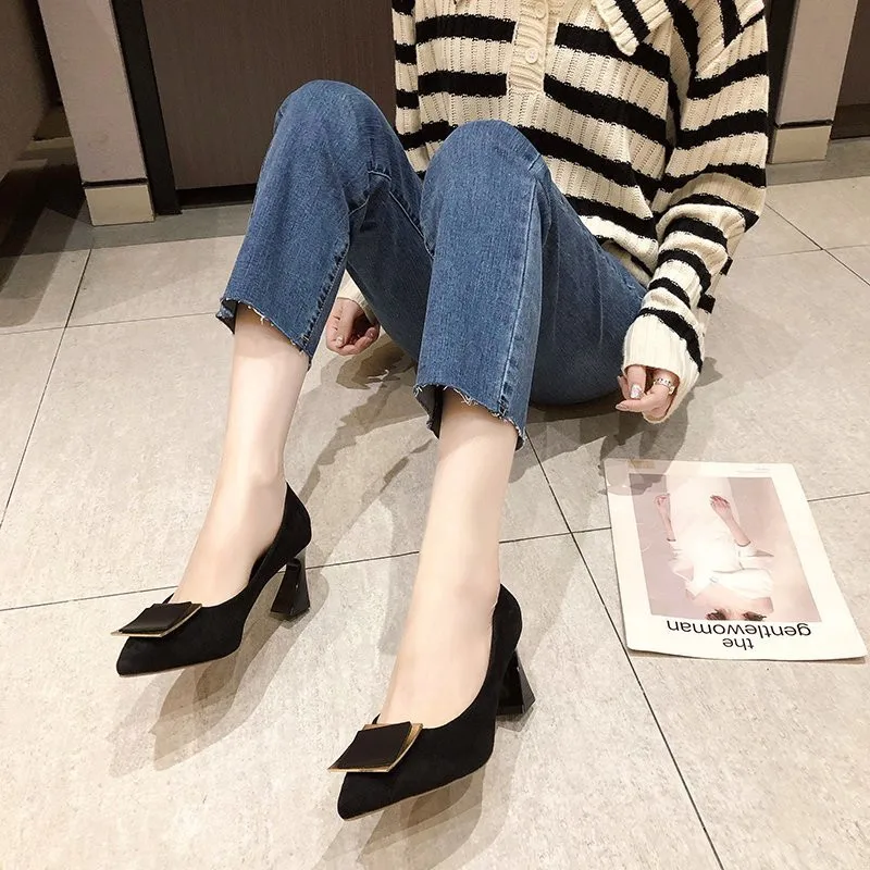 

Woman Sexy High Heels Shoes Sandals Ladies Lace-Up Pointed Pumps Slip On 2021 Shallow Mouth All-Match Crossdressers African Casu
