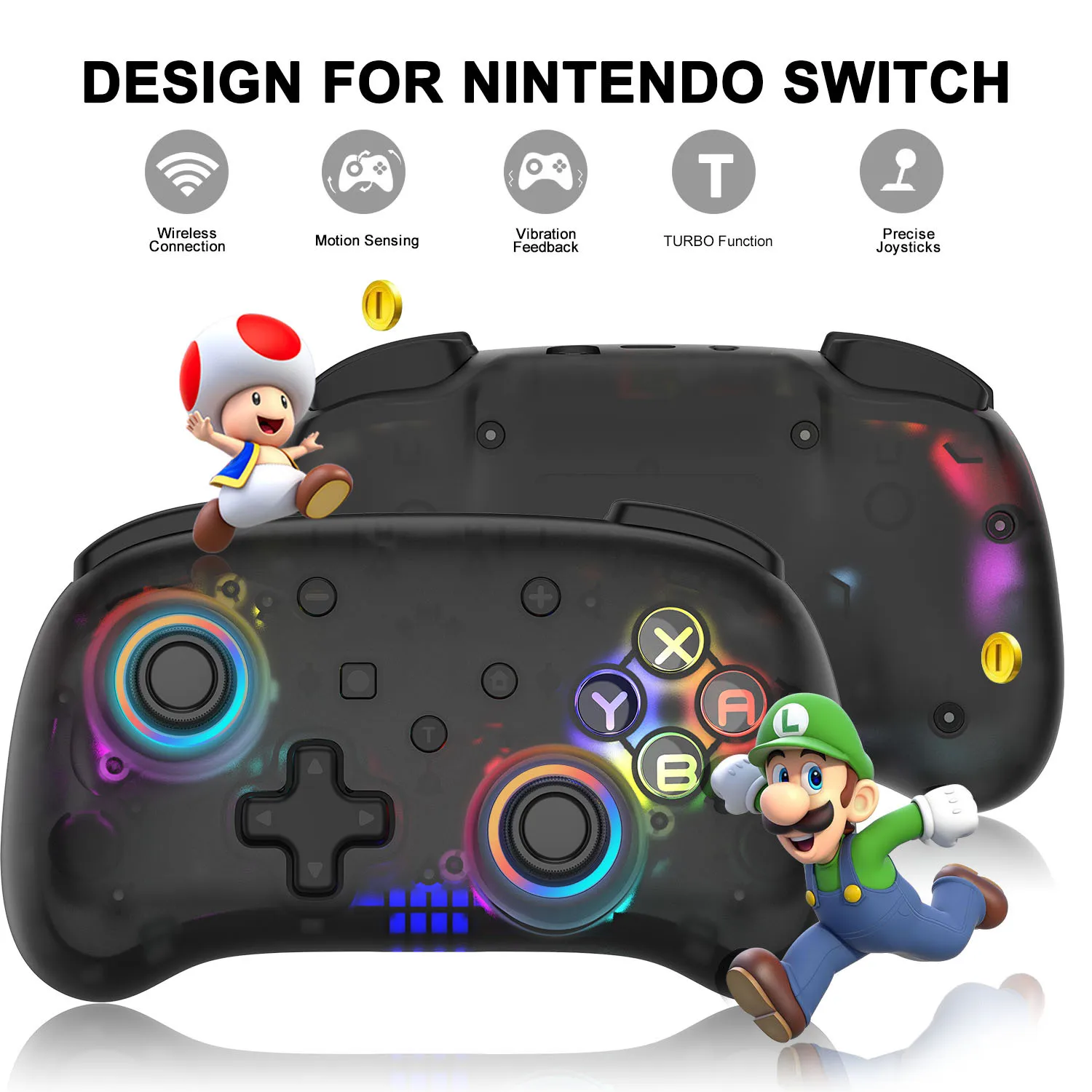 

NEW For Switch mini handle NS Switch/Lite Pro Bluetooth wireless game gamepad with LED light for Windows Android with wake up