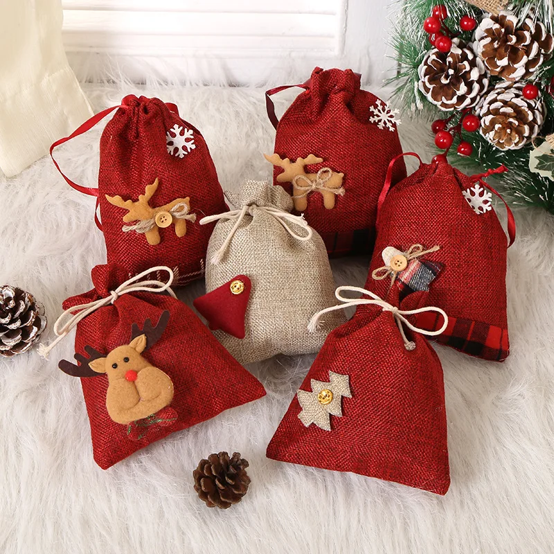 

5pcs Christmas New Year Cloth Santa Claus Gift Bags Merry Christmas Decorations for Home Xmas Gift Packaging Bag 2022 Navidad