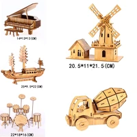 laser cutting 3d wooden bamboo puzzle ship piano eiffel tower diy model assembly wood craft kits desk decoration