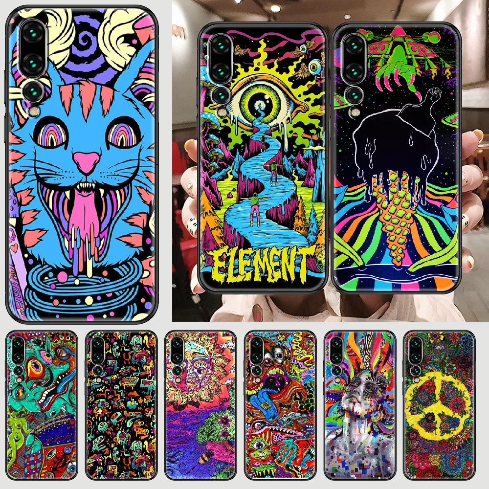 Чехол для телефона Hippie Psychedelic Art Huawei P Mate P10 P20 P30 P40 10 20 Smart Z Pro Lite 2019 черный мягкий