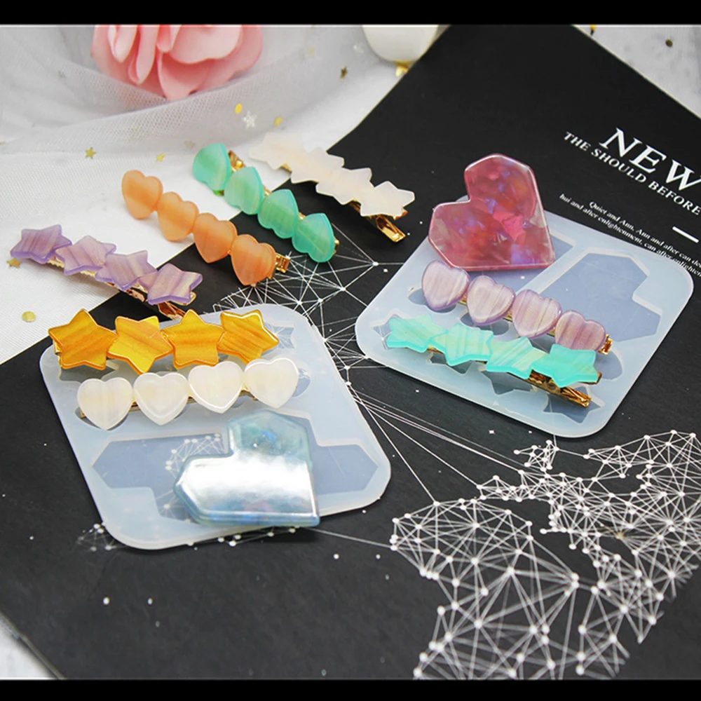 Ручной работы акриловая смола заколки для волос Смола форма геометрической