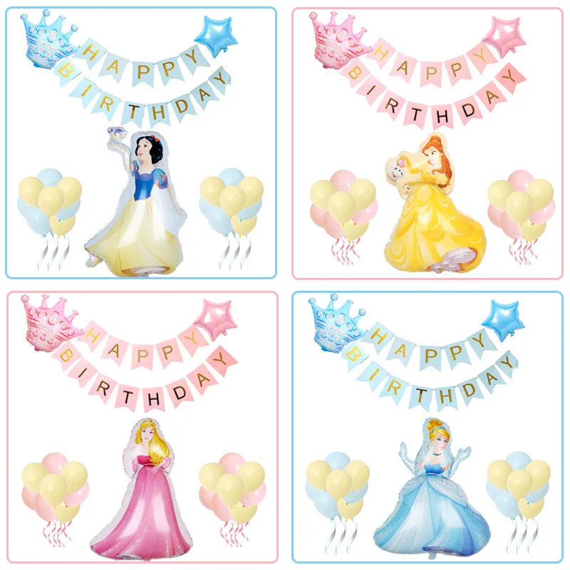 

Cartoon Princess Balloon Disney Aluminum Film Balloon Set Cinderella White Snow Bell Sleeping Beauty Girl Birthday Party Decor