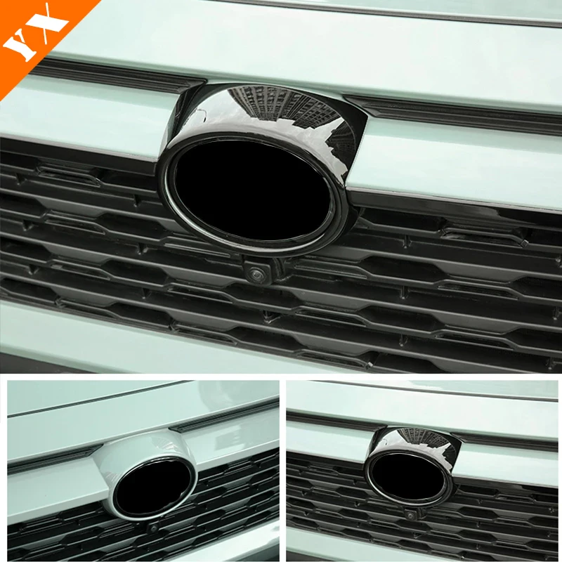 

for Toyota RAV4 2019 2020 2021 ABS Chrome/Black Car front center grill sign logo bumper Decoration Accessories frame panel 1pcs
