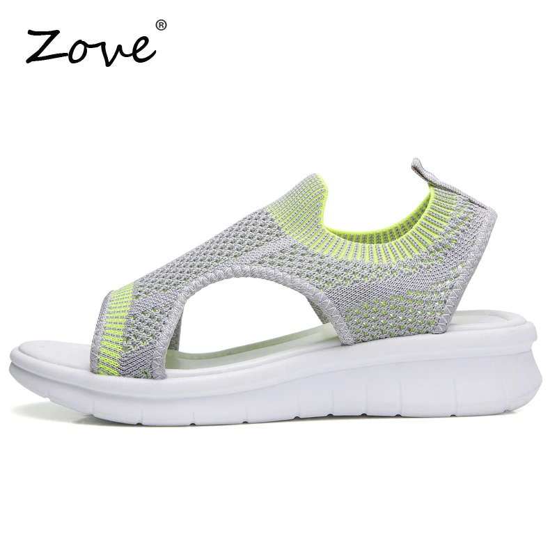 ZOVE Women Flat Sandals 2019 Summer Casual Mesh Outdoor Sandlas Fashion Slingback Slip On Ladies Chic Travel Shoe Beach | Обувь