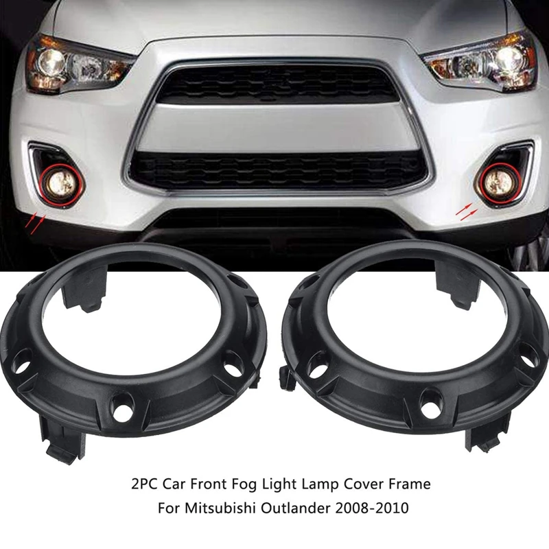 1 Pair Car Front Fog Light Lamp Cover Frame Black ABS Shell for Mitsubishi Outlander 2008 2009 2010 8321A289 8321A290 | Автомобили и