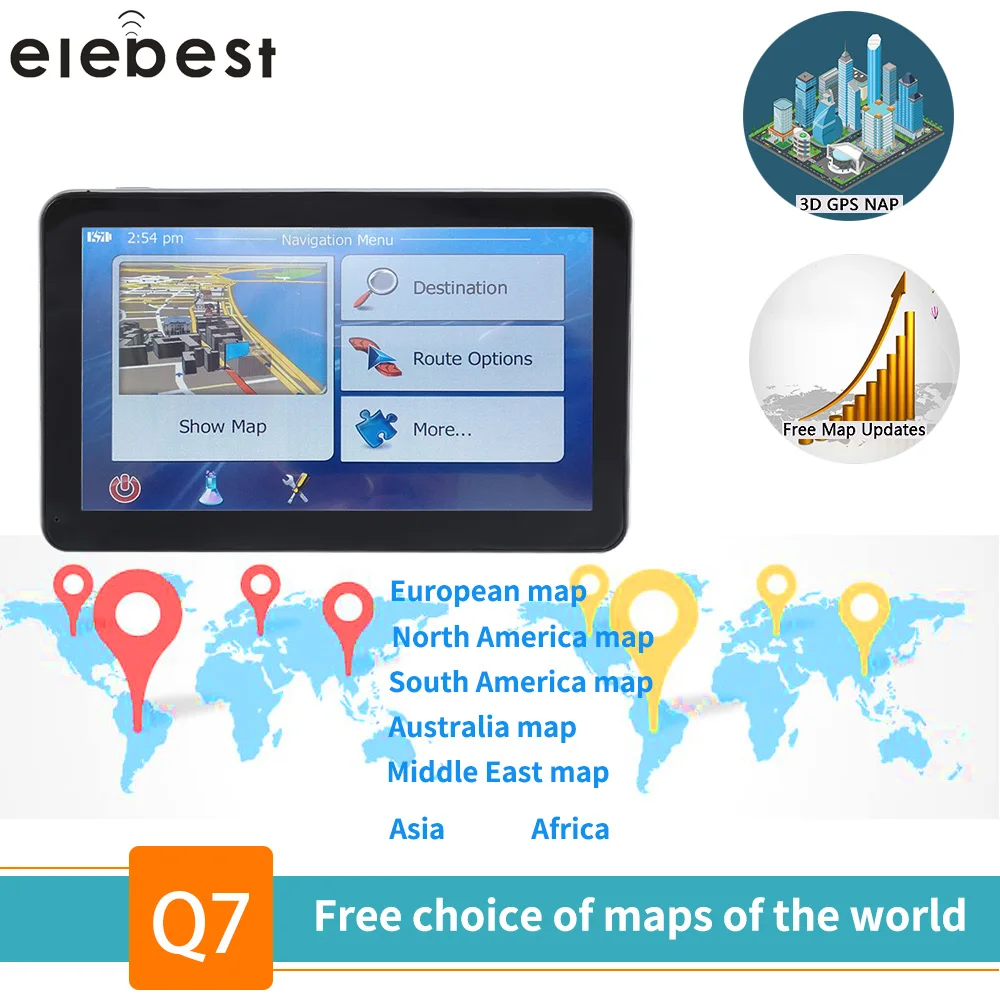 Gps навигатор elebest с сенсорным экраном 7 дюймов gps для автомобиля грузовика