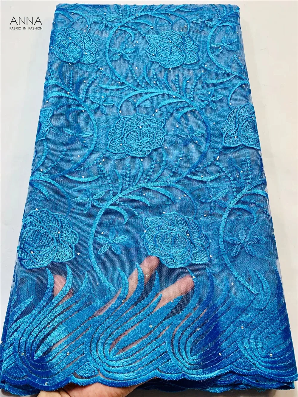 

French Lace Fabric High Quality With Stones Lace Fabric Embroidery French Tulle Lace Fabric African Net Lace For Party Dress