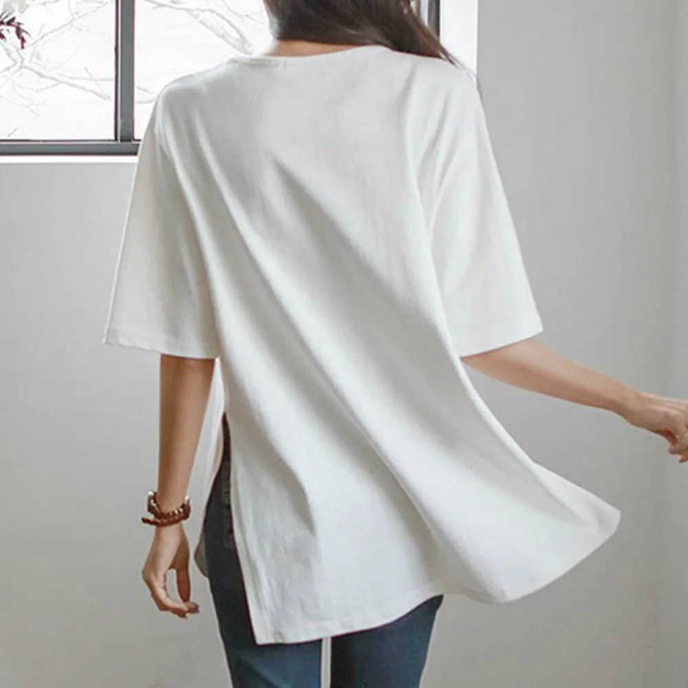 Повседневная Женская белая футболка корейские летние женские Топы с коротким