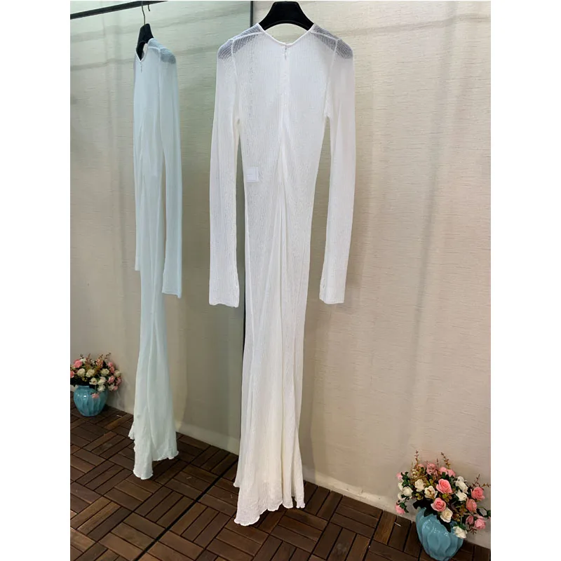 Хлопковое трикотажное белое платье с длинным рукавом Макси и женское Серия CC Egypt |