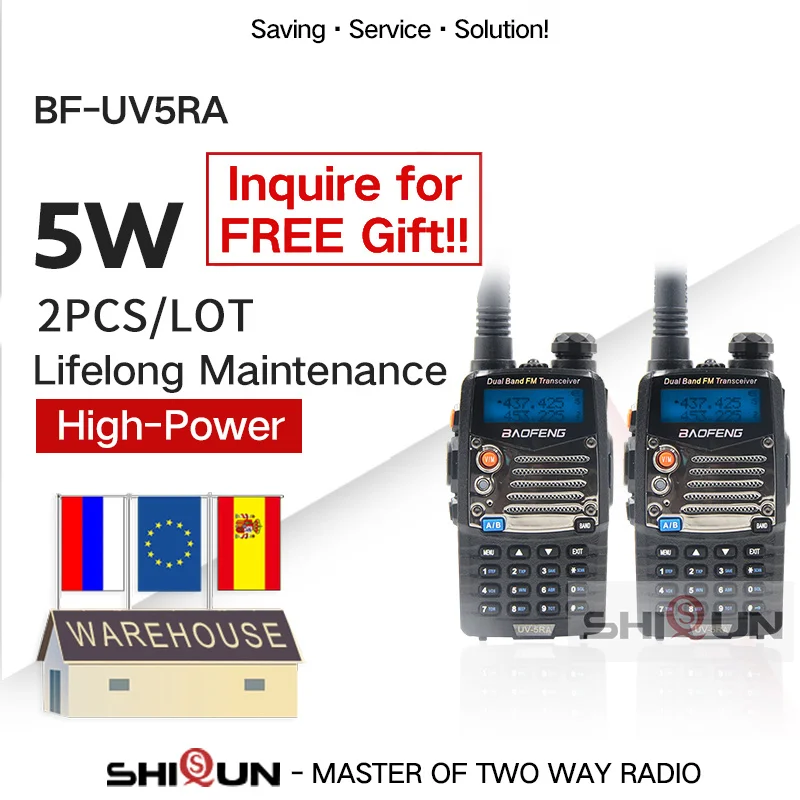 

Quality 2PCS/Lot Baofeng 5W Walkie Talkie UV-5RA Portable Dual Band Ham Radio UV5RA UV 5RA for Hotel Commercial Security Use 5RA
