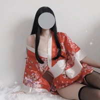 japanese kimono sexy cosplay outfit for women traditional style robe yukata costumes pajamas soft silk belt 3pcs set black red