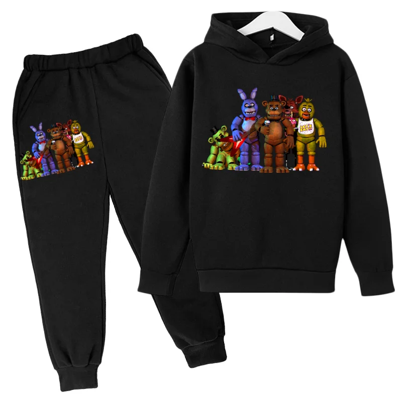 

New Fnaf Cute Movement Tee Hoodie Suit Cotton Kids Top+Pant 2Piece Children Clothing Spring Autumn Keep Warm Girl Boy Clothes