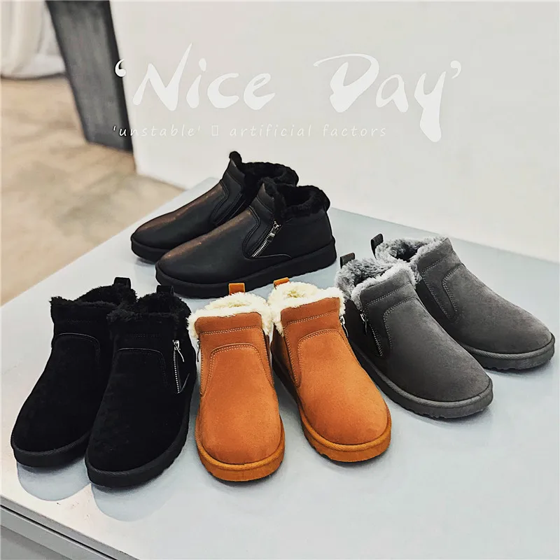 Leather Warm Men's Boots Plus Velvet Slip On Ankle Man Soft Comfortable Casual Male Work Size Men casual Shoes 39-45 | Обувь