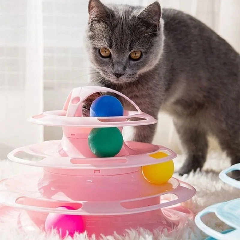 Cat Ball Toy Pets Interactive Toys 3/4-Layer Plastic Tower Tracks IQ Training Amusement Turntable Pet Supplies | Дом и сад