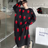 xuxi long sweater dress women knee length pullover thickened autumn winter 2021 wear loose fashion knitted skirt e3729