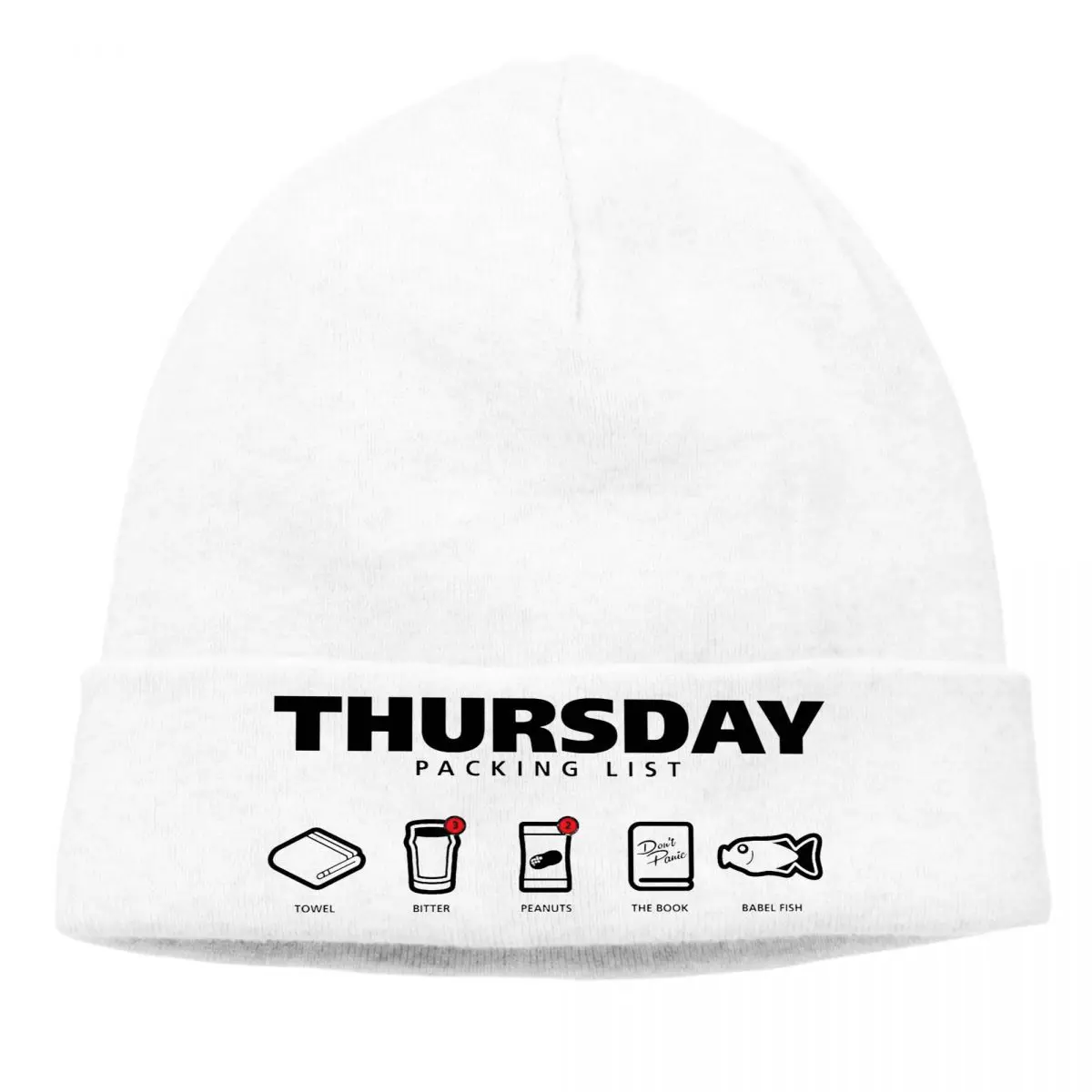 

Thursday Bonnet Homme Outdoor Knitted Hat The Hitchhiker's Guide To The Galaxy Science Novel Skullies Beanies Caps Novelty Hats