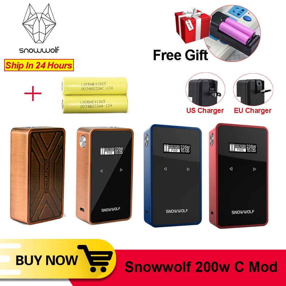 Оригинал Snowwolf 200 Вт C коробка мод 235 TC электронная сигарета Vape с 0 91 дюймов OLED