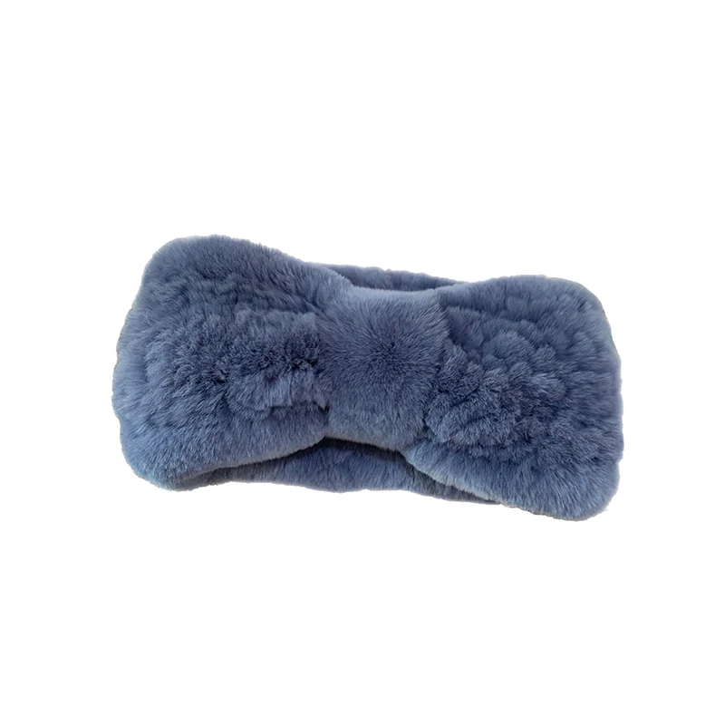 

MS.MinShu Real Rex Rabbit Fur Headband for Women Winter Gaiter Tube Elastic Ski Ear Warmer