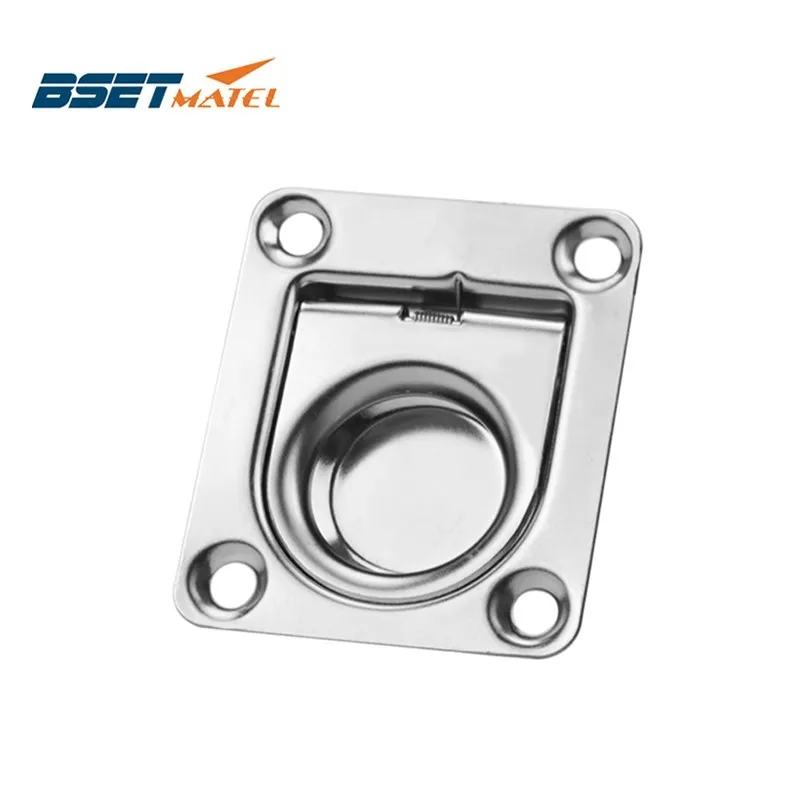 

Satinless steel 304 ANTI-RATTLE spring Flush Lift Ring Deck Pull Handle Locker Cabinet boat hardware