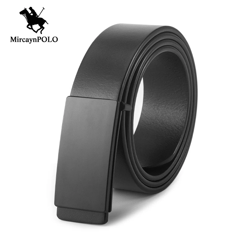 MircaynPOLO Men's Smooth Buckle Belt Business Casual Retro Cowhide Leather Belts 2021 New Fashion Style Male Waistband For Jeans