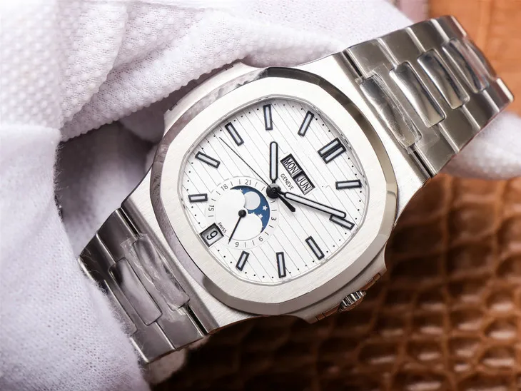 

PF PATK PHILIPPE NAUTILUS STEEL BELT MOON PHASE MECHANICAL WATCH FOR MEN TOP REPLICA WATCH BRAND LUXURY CHRISTMAS GIFT