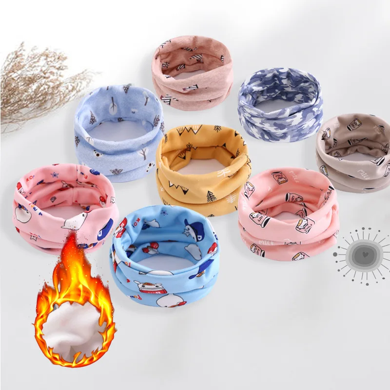 2019 autumn/winter new children's scarf for boys and girls with velvet thickening double baby neck |