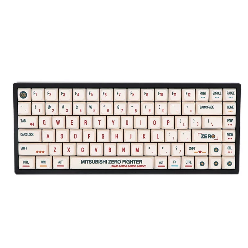

1Set Aircraft Fighter Design White Red Keycaps For Cherry Mx Switch Mechanical Gaming Keyboard XDA Profile File Flat PBT KeyCaps