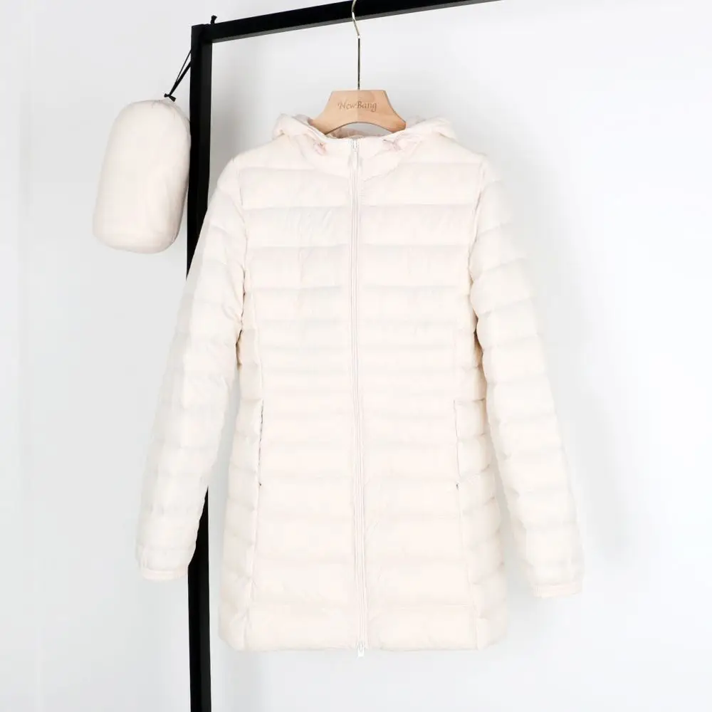 Длинный пуховик 5XL 6XL женский зимний ультра-светильник пальто с капюшоном теплое